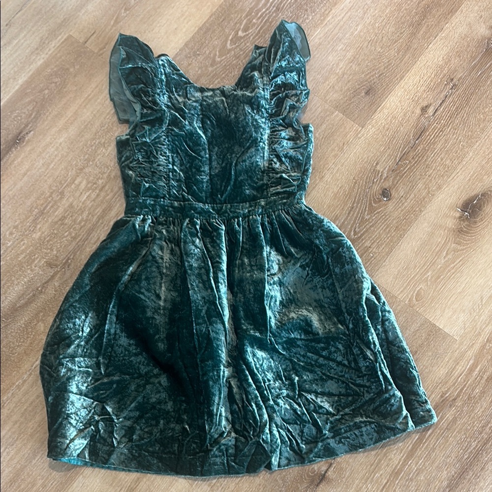 Crewcuts crushed velvet green Dress